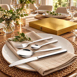 Tableware and cutlery arranged in a dining setting from the Varipro Trading catalogue